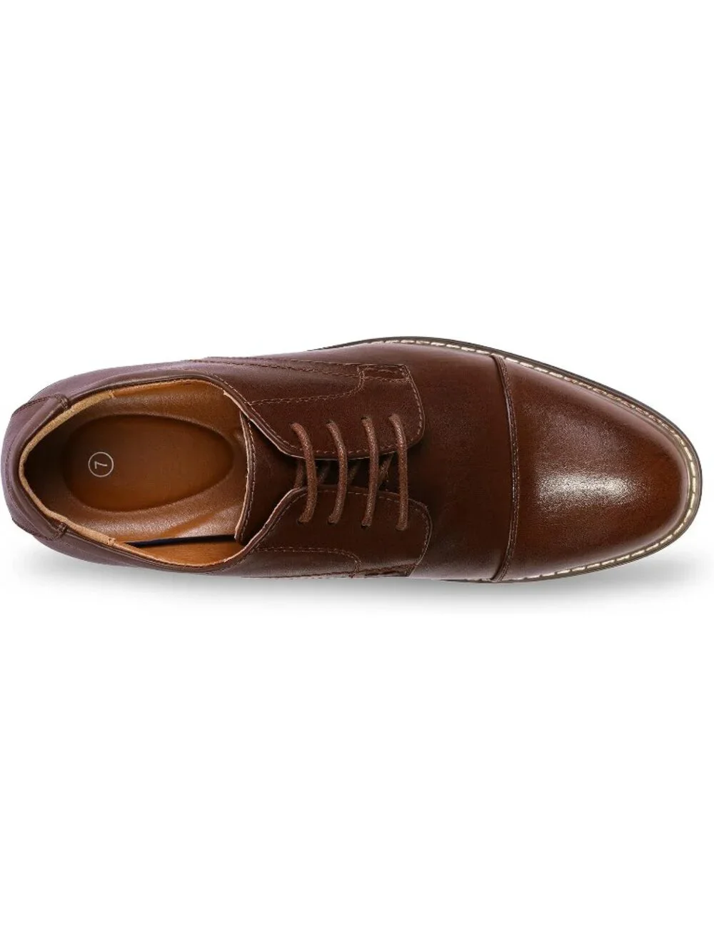 Men Brown Leather Wingtip Cap Toe Durable Sole Business Derby Oxford Dress Shoes